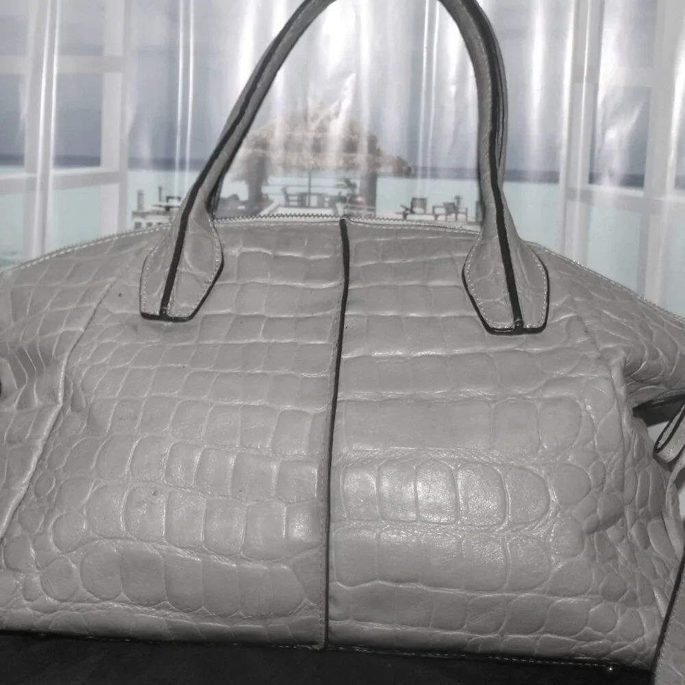 $398 Charles Jourdan Croc Leather 2 Way Satchel Shoulder Bag Purse Like new - Picture 3 of 11